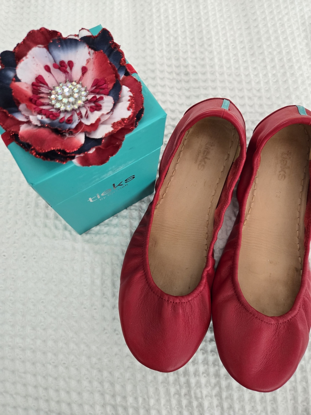 Tieks True Love Red Leather Ballet Flats 12